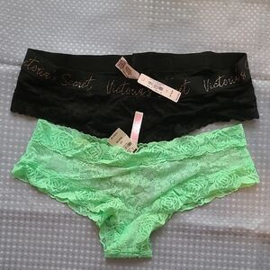 Victoria's Secret Black and Mint Lace Panties